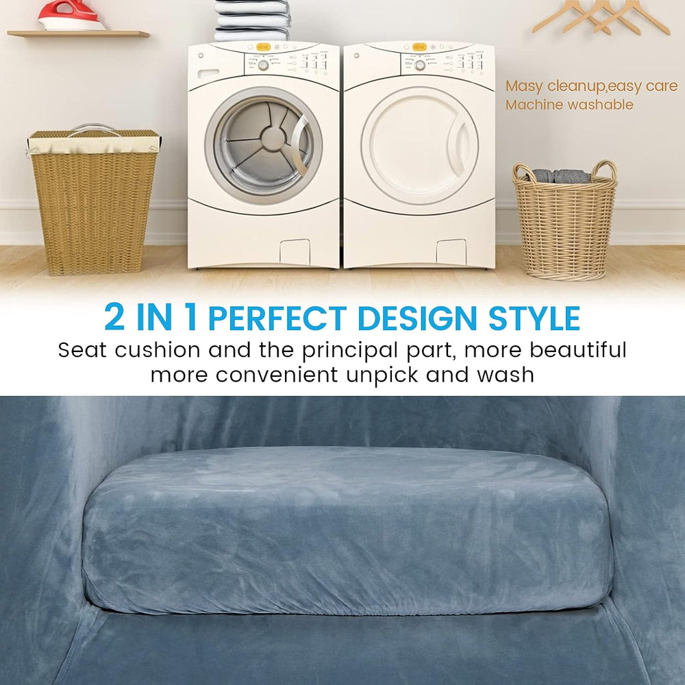 MIFXIN Tub Chair Slipcover 2-Piece Velvet Barrel Club Chair Covers with Cushi...