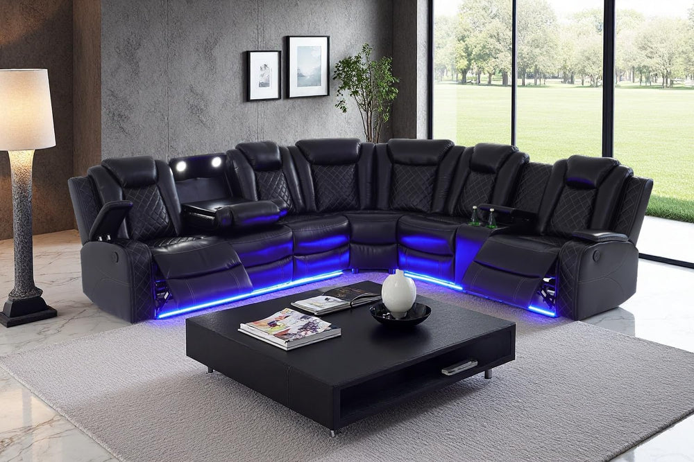 A Ainehome Power Recliner Set, Leather Sectional Sofa Set for Living Room, Ho...