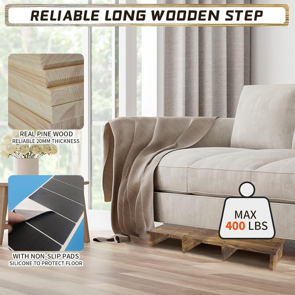4.6" Height Wooden One Step Stool for High Bed, ketchen, Adult Elderly