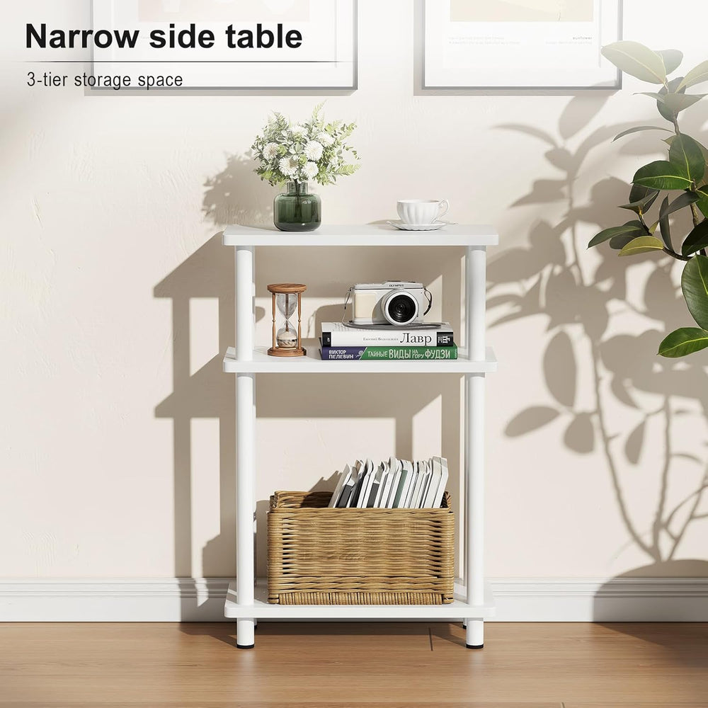 Apicizon Small Narrow Side Table, 3-Tier Skinny End Table with Storage Shelf,...
