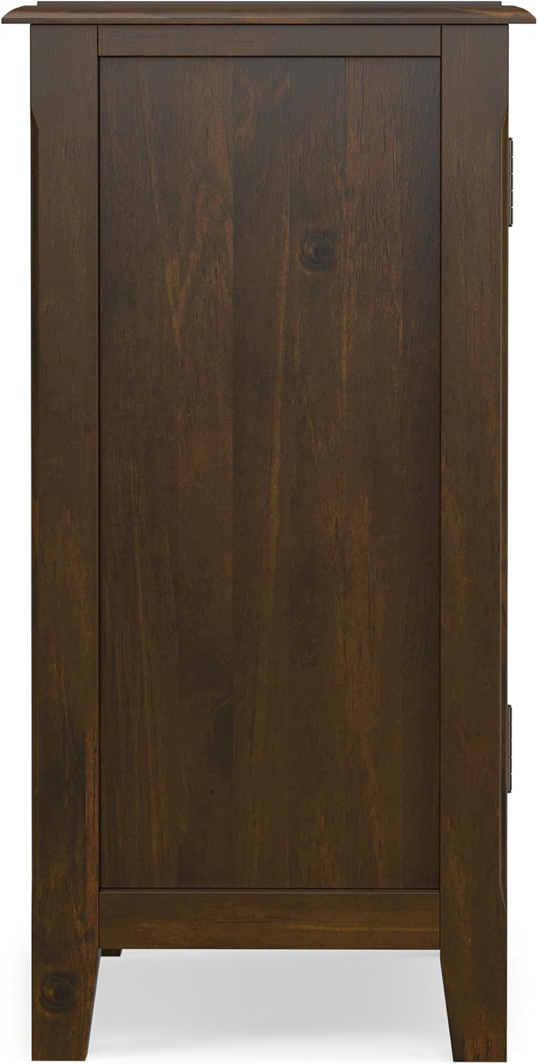 SIMPLIHOME Burlington 30" Wide Solid Wood Cabinet in Mahogany Brown