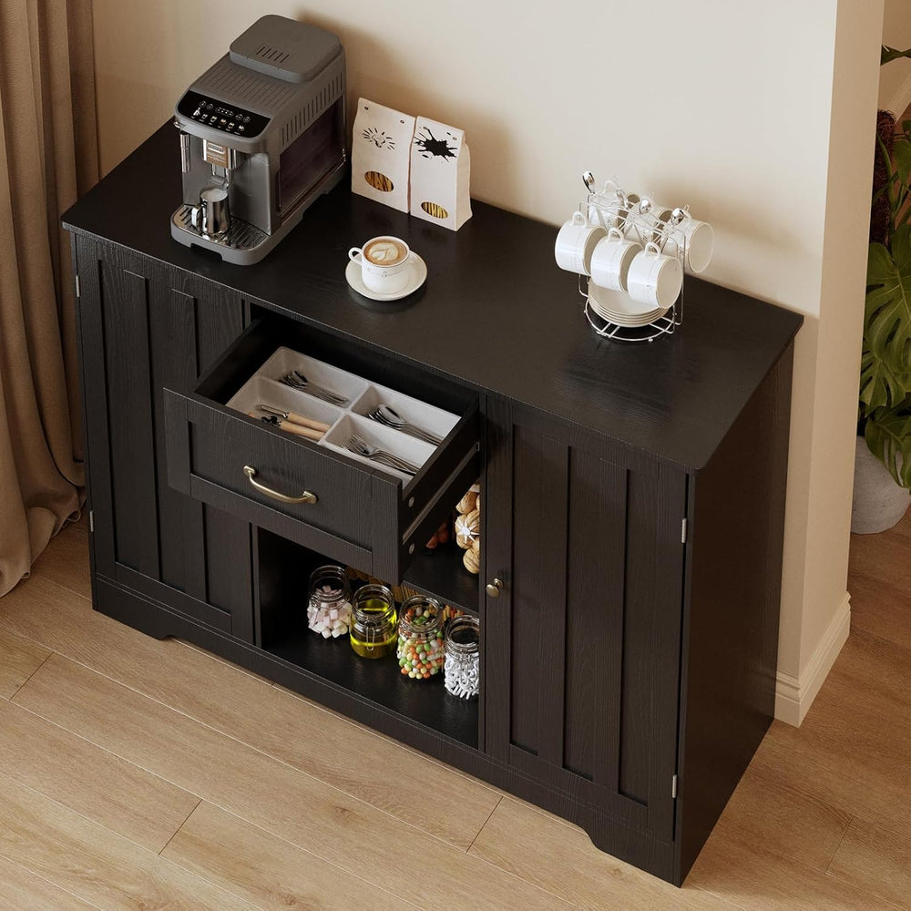 Gizoon 45" Coffee Bar Cabinet with Door and Shelves Kitchen Hutch with C...