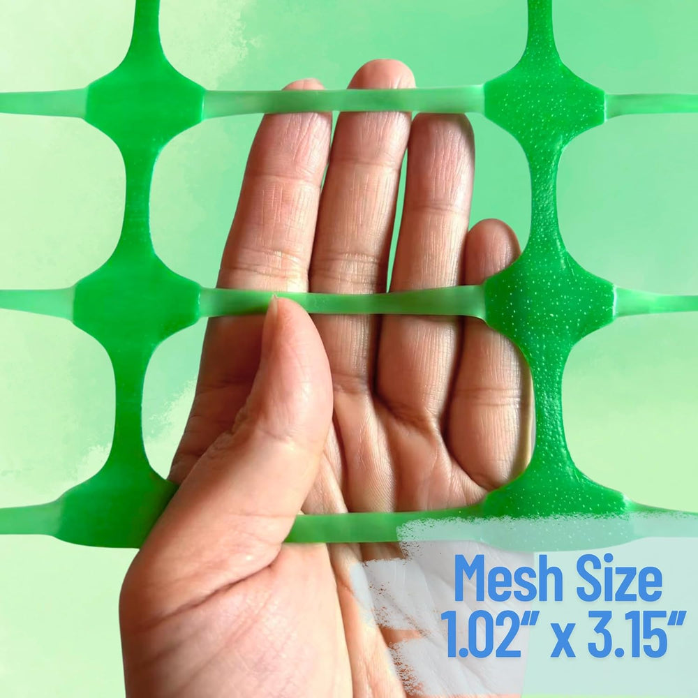 PotatoLife 40'' x 100', Green, Plastic Garden Fence with Stakes, ...