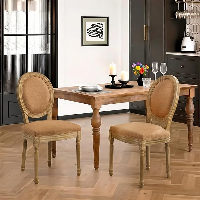 French Country Dining Chairs Set of 6,Farmhouse Upholstered Dining Room Chair...