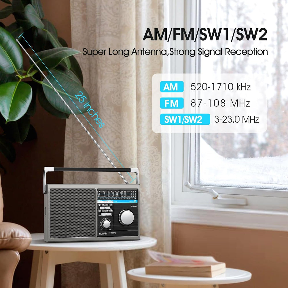 Portable AM FM Radio, Shortwave Transistor Radio with Best Reception, Battery...
