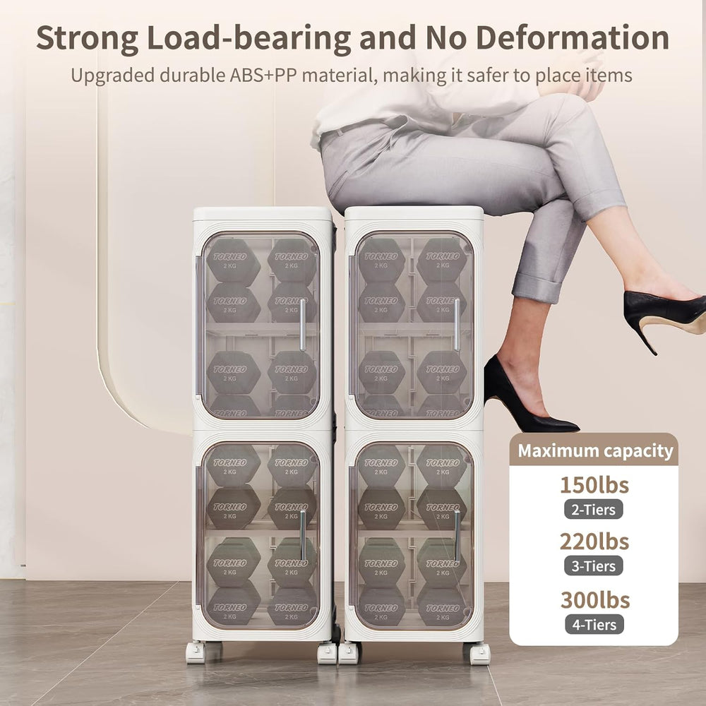 4 Tier Slim Bathroom Storage Cabinet, Foldable and Movable, White | Tools Fre...