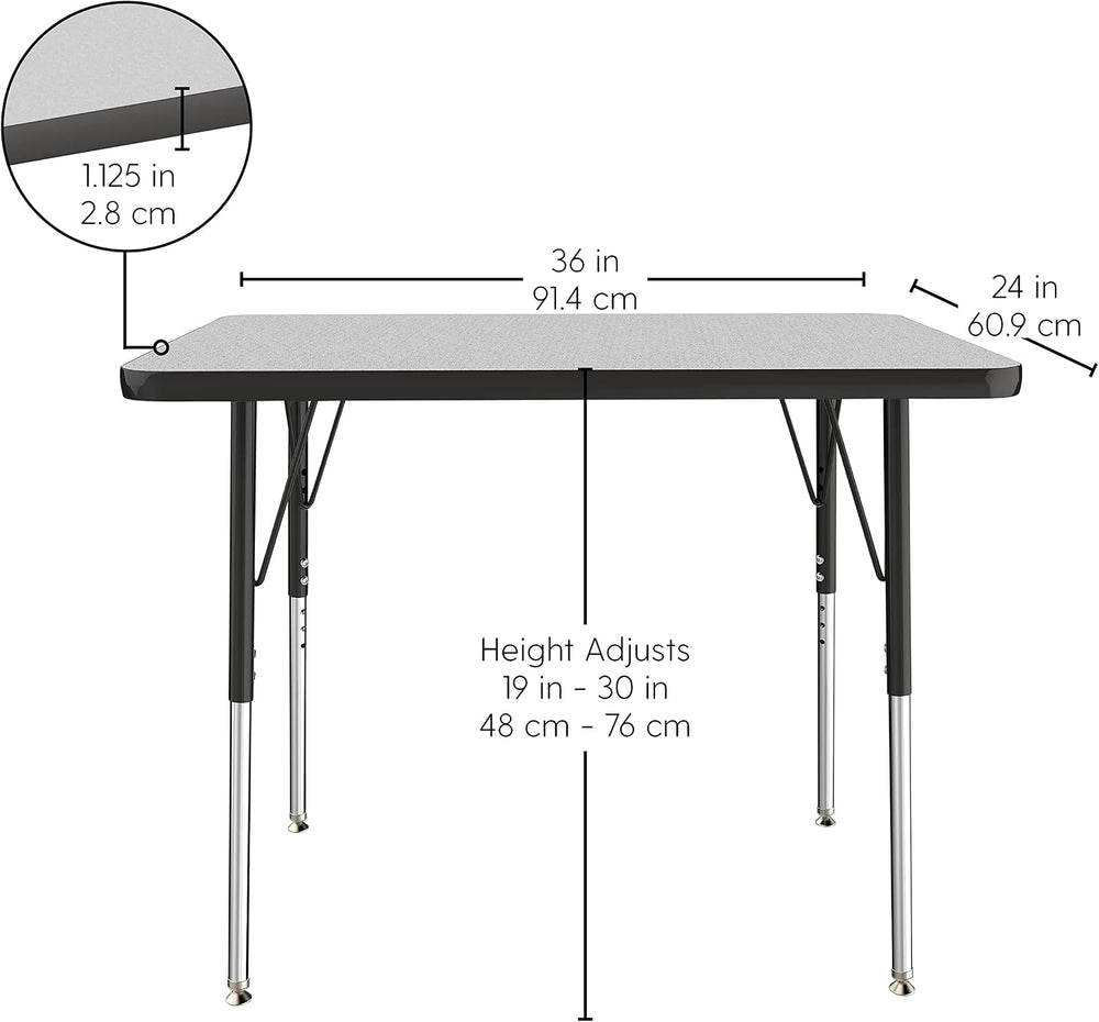 FDP 24" x 36" Rectangle Table with Standard Swivel Glide Legs - Gra...