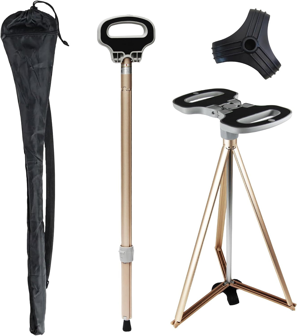 Cane with Seat 2-in-1 Portable Walking Stick with Seat for Men & Women Fo...