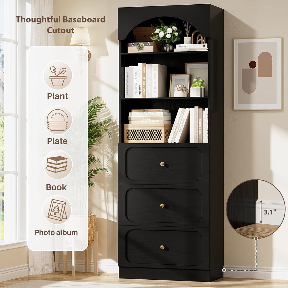 Cyclysio 80" Kitchen Pantry Cabinet with 6 Drawers, Wide Arched Kitchen ...