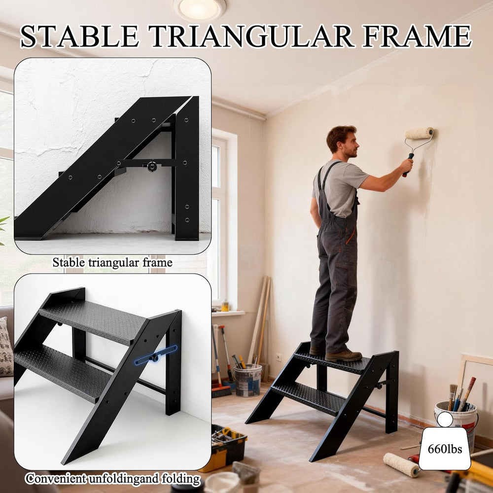 Step Ladder, Foldable Step Stool, 2 Step Folding RV Steps, Camper Steps Outdo...