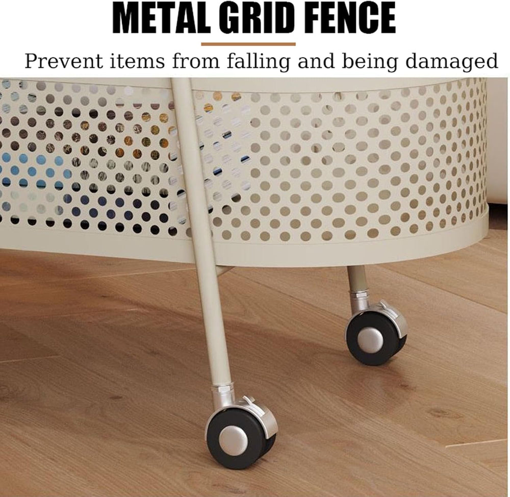 Double Layer Trolly Side Table, Metal Rolling Cart Storage Shelf, Side Table ...