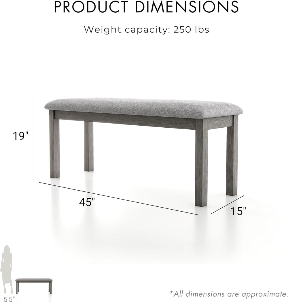 Furniture of America Jorvik Farmhouse Fabric Upholstered Bench with Wood Legs...