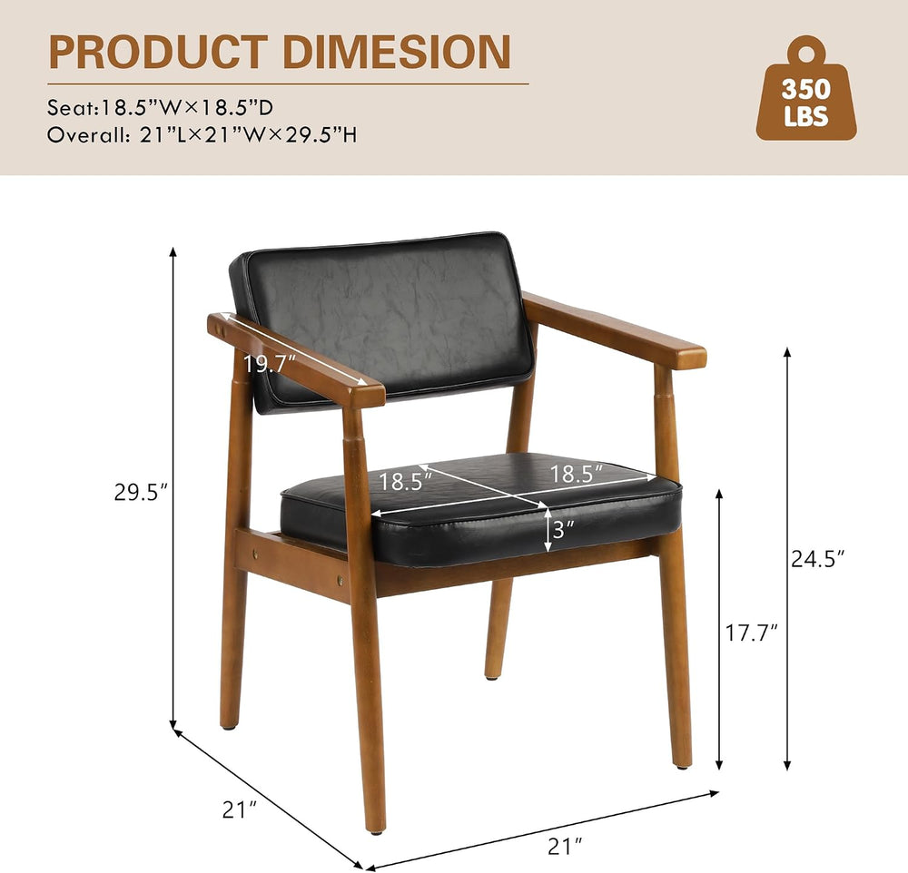 LSSPAID Mid Century Dining Chairs Set of 4, Black PU Leather with Walnut Fini...