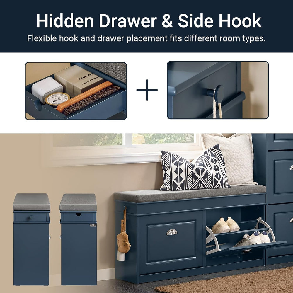 Haotian Shoe Storage Bench Entryway, Shoe Cabinet Bench with 2 Flip Drawers &...
