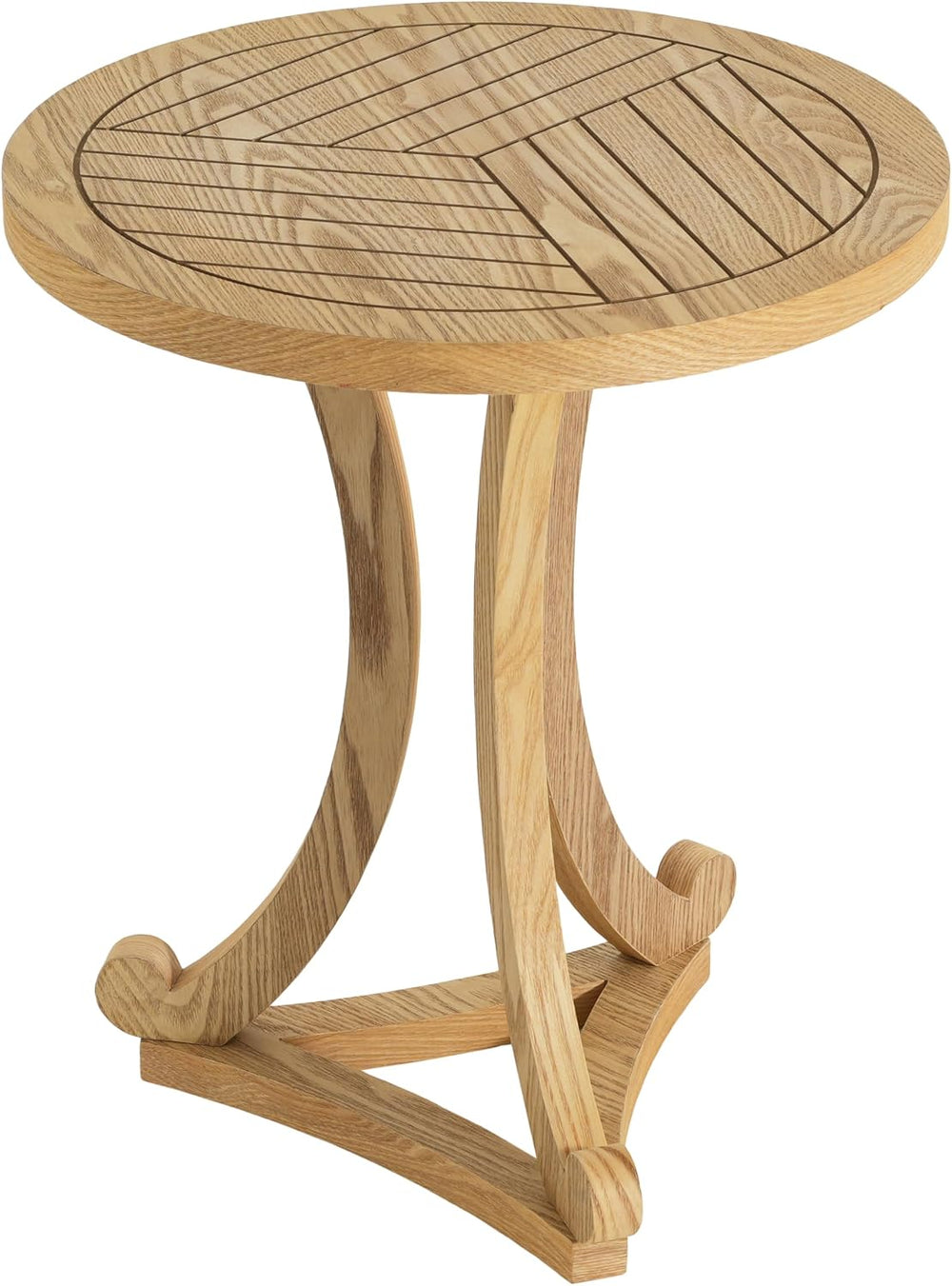 Christopher Knight Home Isele Wood Accent Table with Round Slatted Top Design...