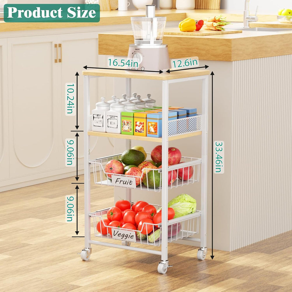 Giwil Vegetable Fruit Basket for Kitchen Pantry Organizers Storage, 4-Tier Ut...