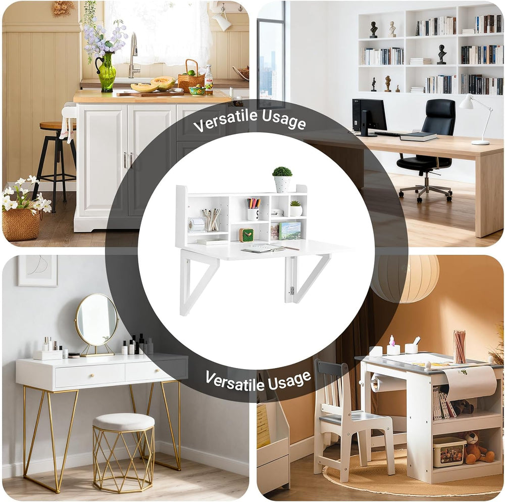 SoBuy Wall Mounted Folding Table | Floating Desk for Small Spaces, Fold Down ...