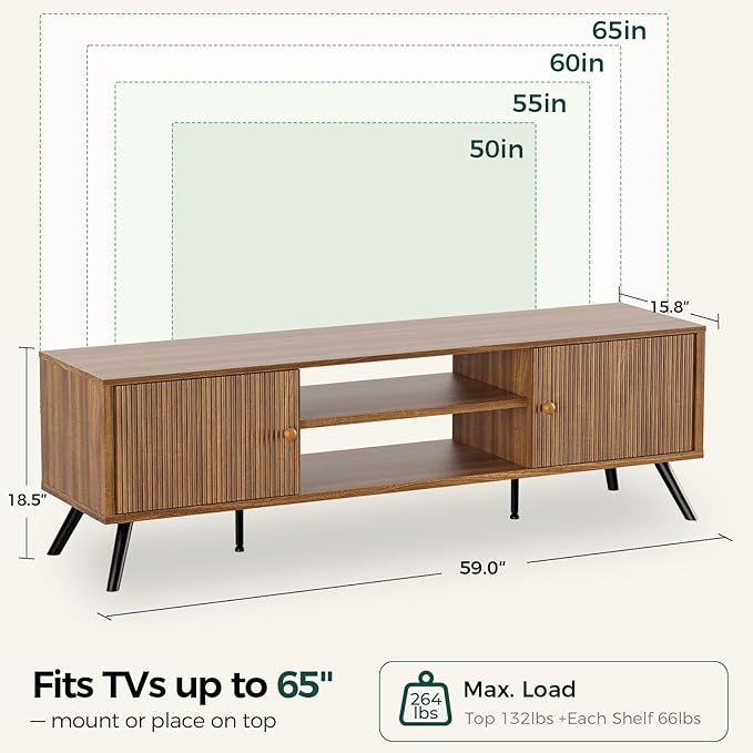COMHOMA TV Stand for Living Room, Mid Century Modern Entertainment Center for...
