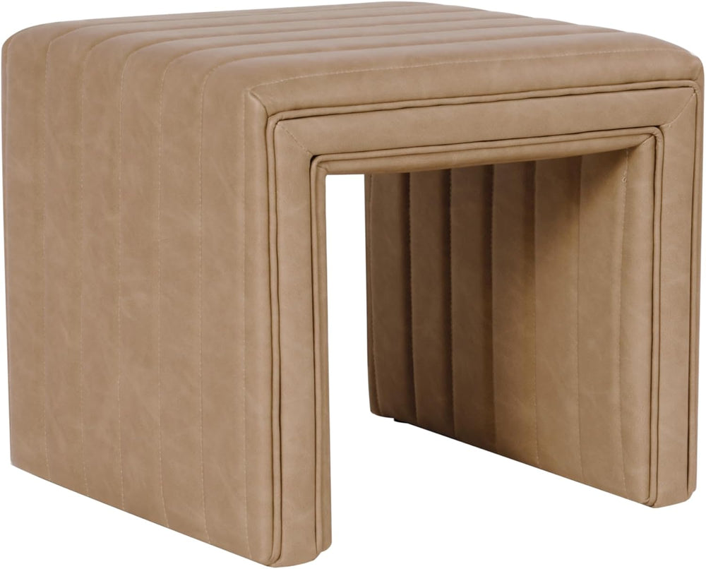 Spatial Order Modern Channel Tufted Faux Leather Ottoman | HomePop Home Décor...