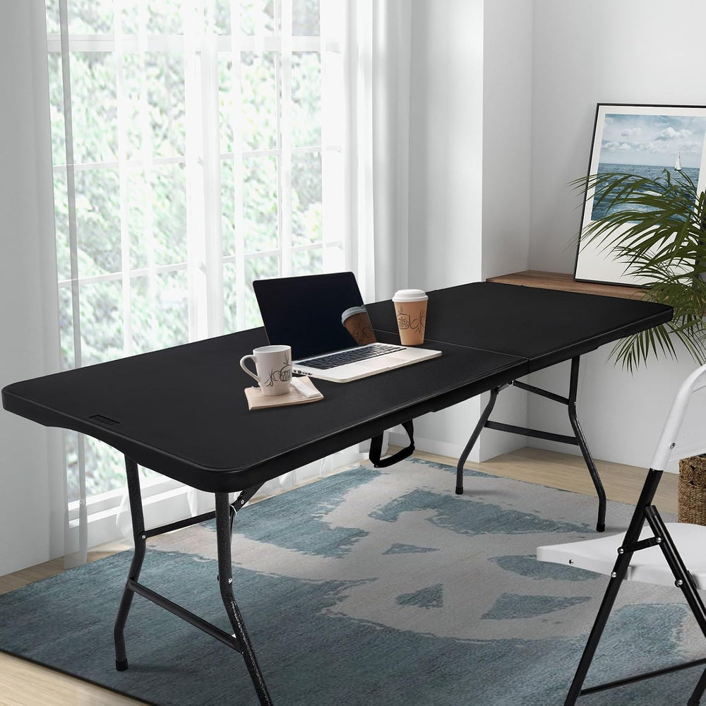 pollilar Folding Table 6FT Heavy Duty Portable Plastic Foldable Table Black |...