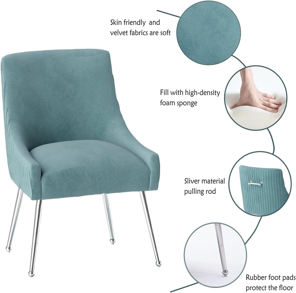 Dining Chairs Modern Style Velvet Upholstered Accent Chair Vanity Chair with ...