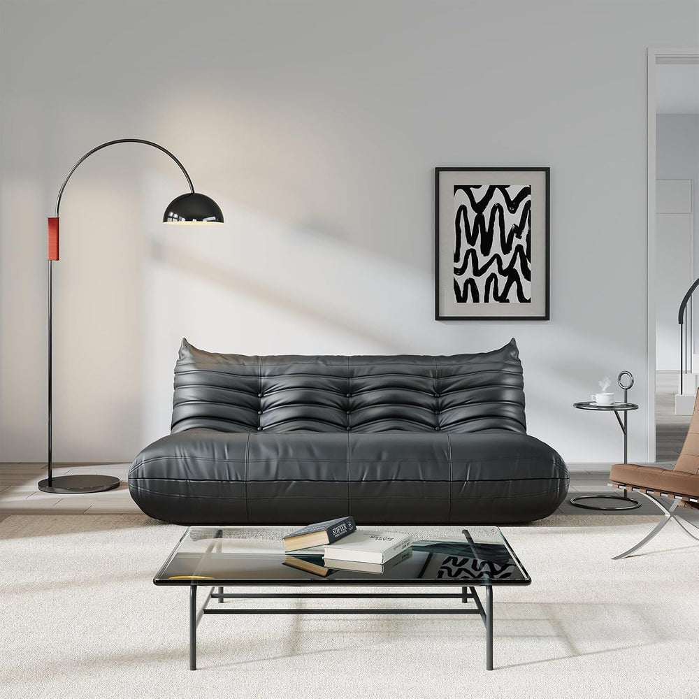Comfy Lazy Floor Sofa Couch,Soft Armless Chair,Faux Leather Lounge Chair,Corn...