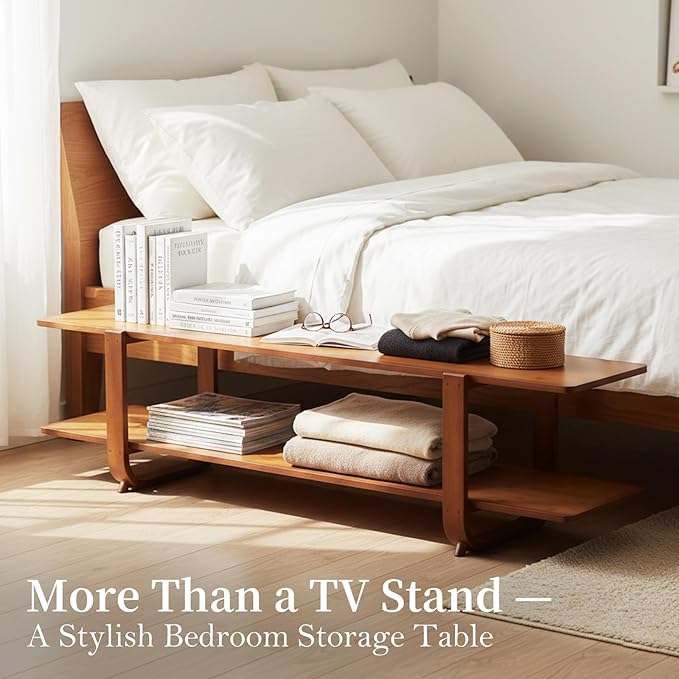 Tiita TV Stand with Storage for TVs up to 65'', Bamboo TV Console Ent...
