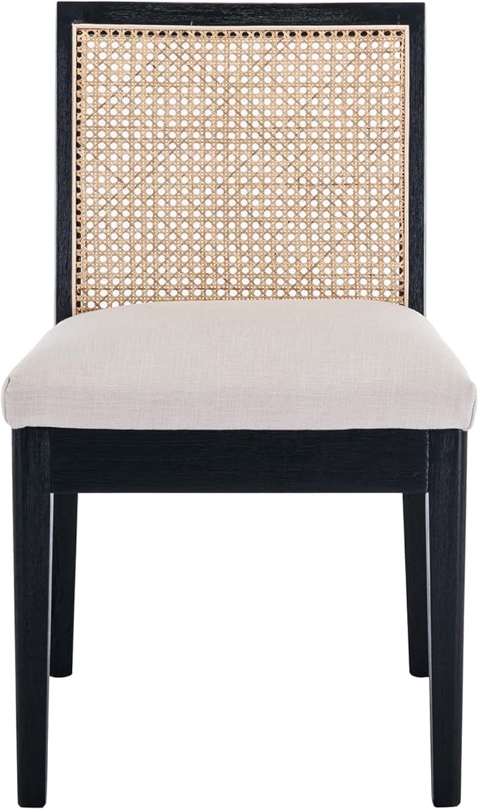 Rattan Dining Chairs Set of 6, Farmhouse Kitchen Chairs with Cane Back, Uphol...