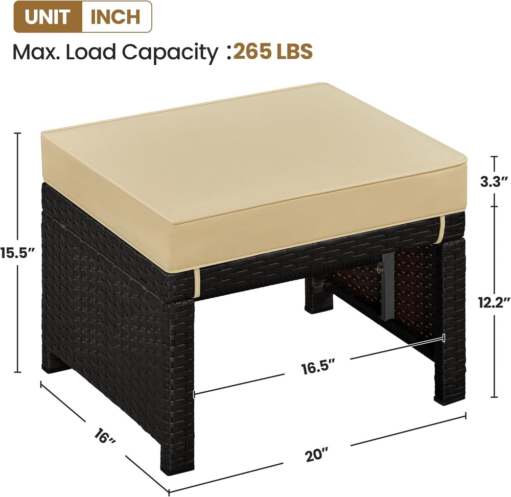 Yaheetech Wicker Ottomans, Set of 2 Footrest with Removable Cushion, 2pcs PE ...