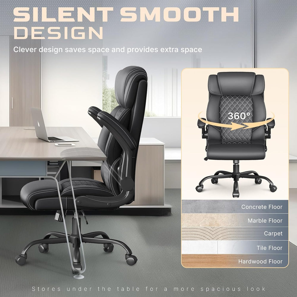 Office Chair-Executive High Back Breathable Big and Tall Office Chair Flip-up...