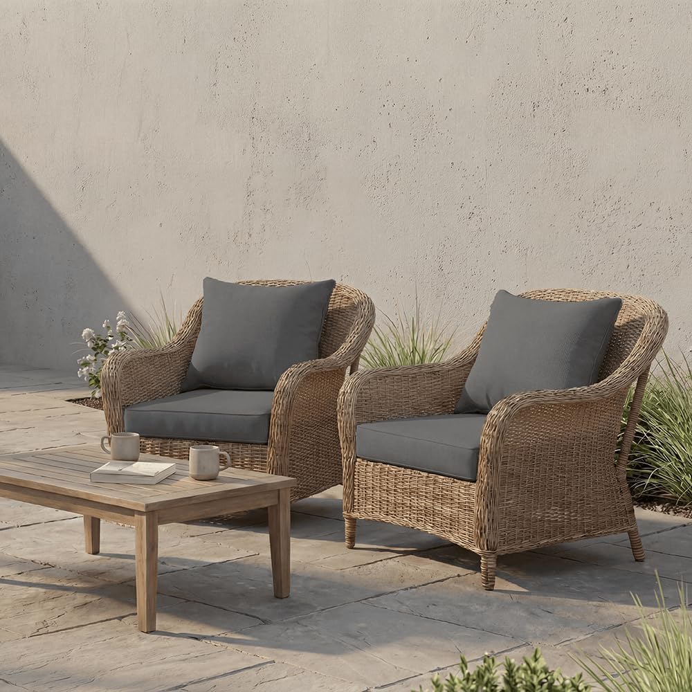 PatioGlow Outdoor Seat Cushion Set, 24" x 24" x 3.5", Set of 2...