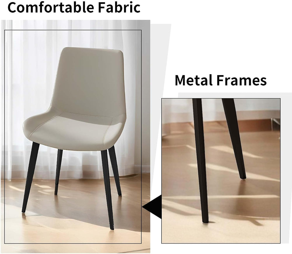 Dining Chairs, Modern PU Leather Dining Room Chair with Sturdy Metal Legs, Up...
