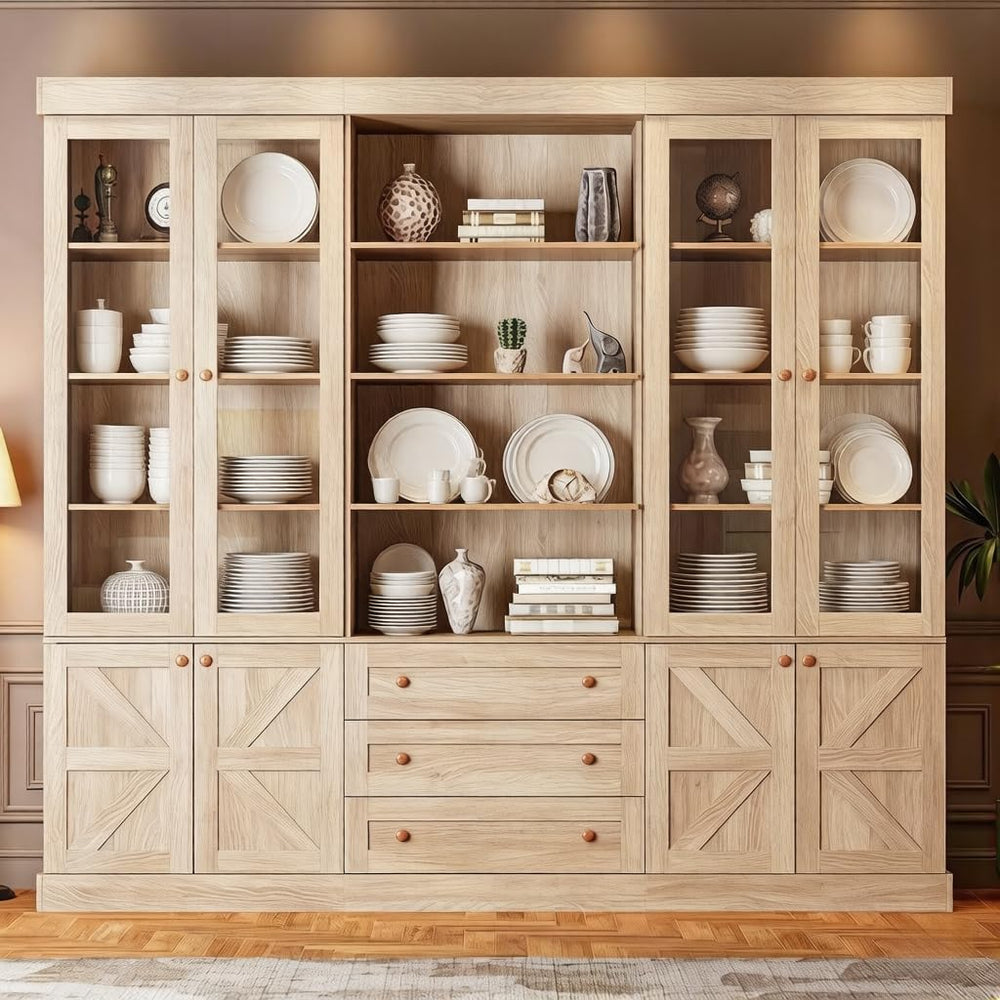 ivaniti 71" Tall Farmhouse Kitchen Pantry Cabinet, Brown Wood Hutch with...