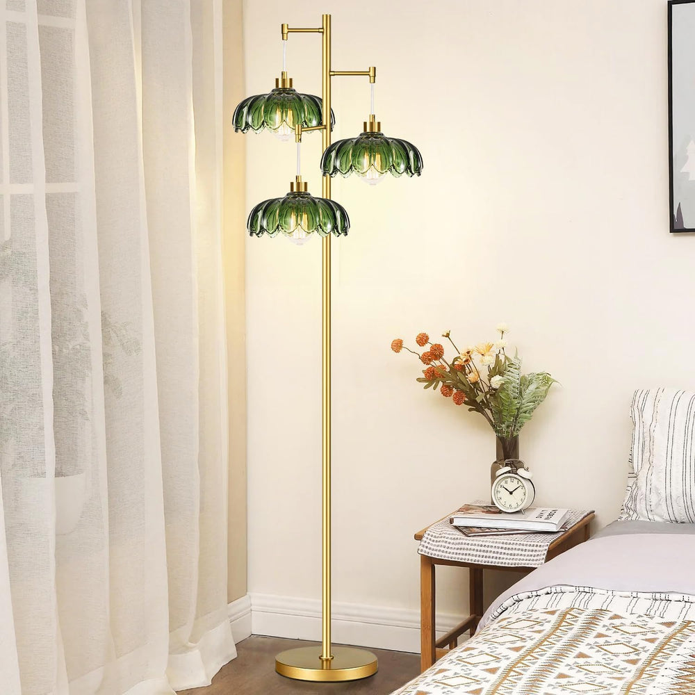 QIYIZM Glass Floor Lamp for Living Room,Bedroom,Mid Century Modern Standing L...