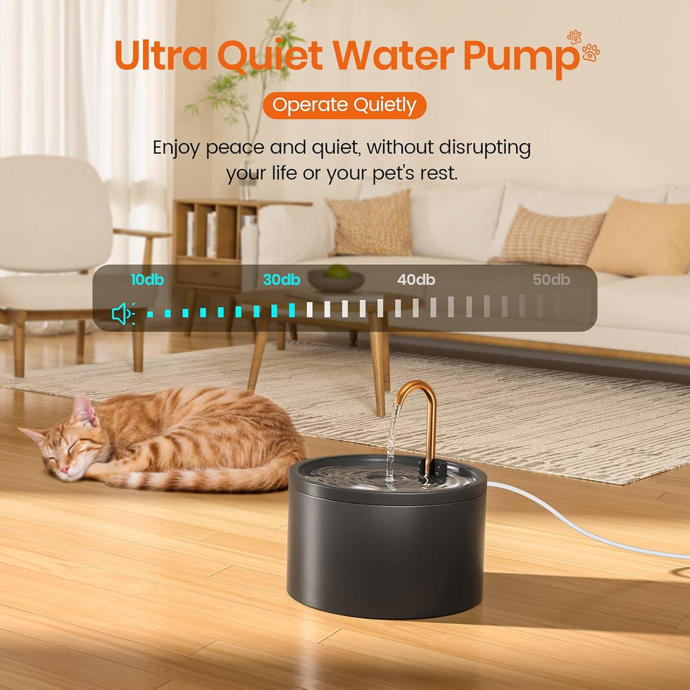 Ceramic Cat Water Fountain, All-Ceramic Body, Pure Copper Spout