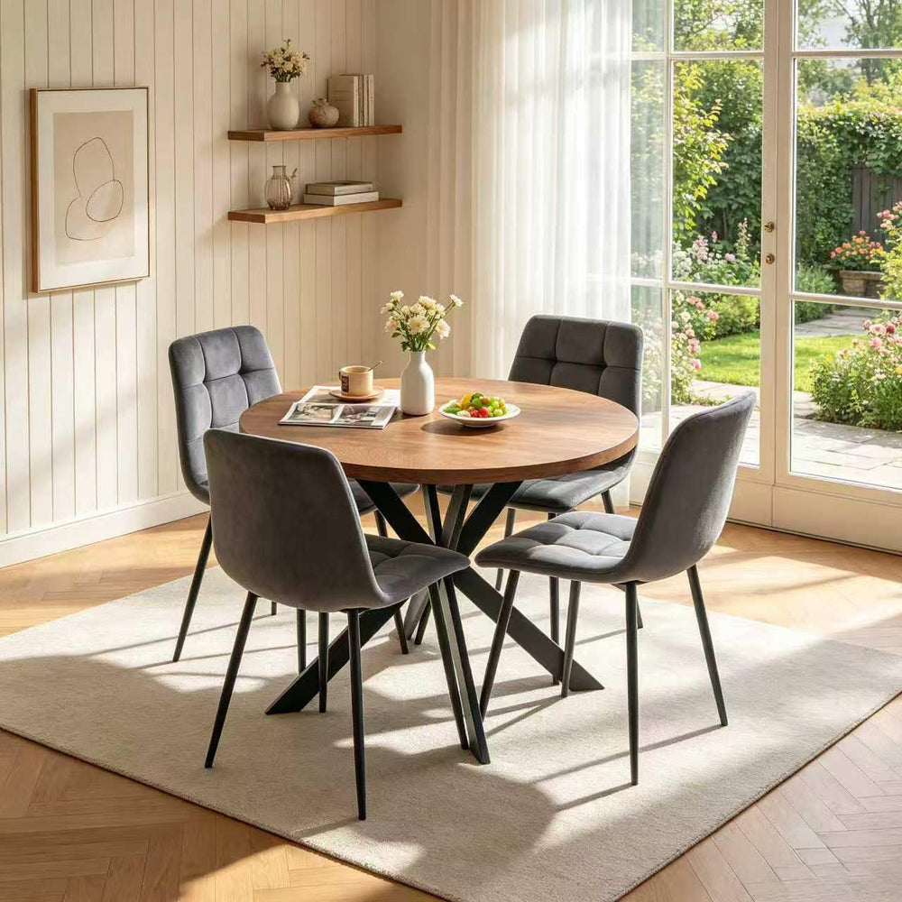 37-Inch Compact Round Kitchen Dining Room Table Chairs Set for 4