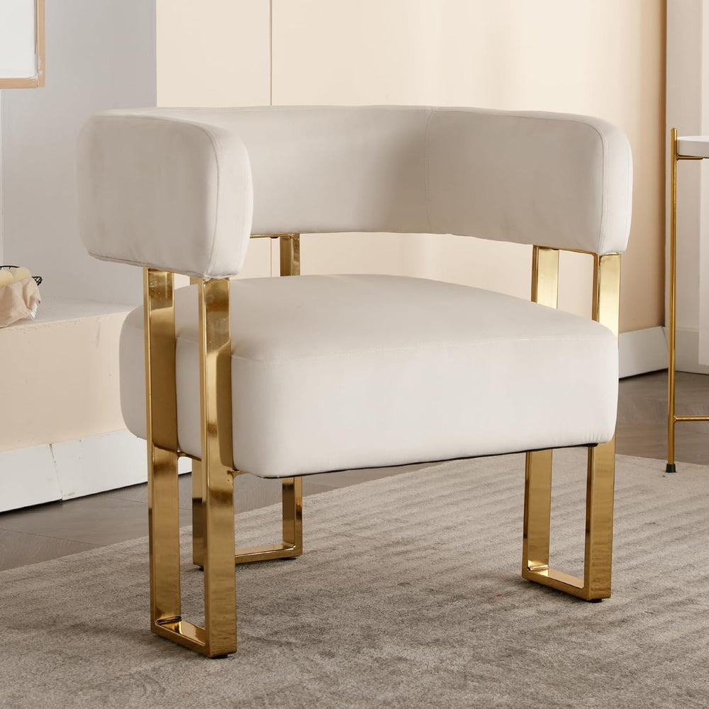 Barrel Accent Chair Set of 2 with Metal Frame Legs, Modern Velvet Living Room...