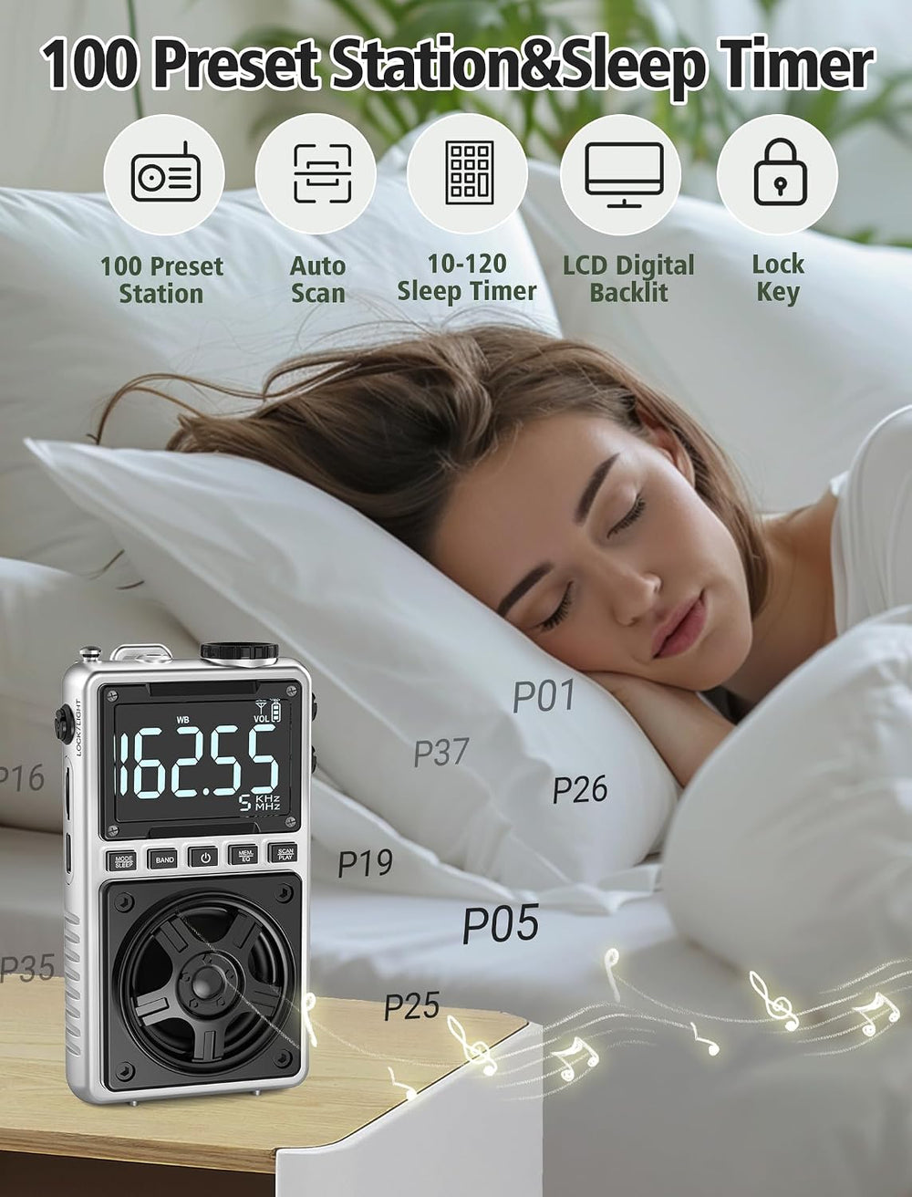 AM FM Shortwave Radio with NOAA Weather Alert,1250mAh Rechargeable