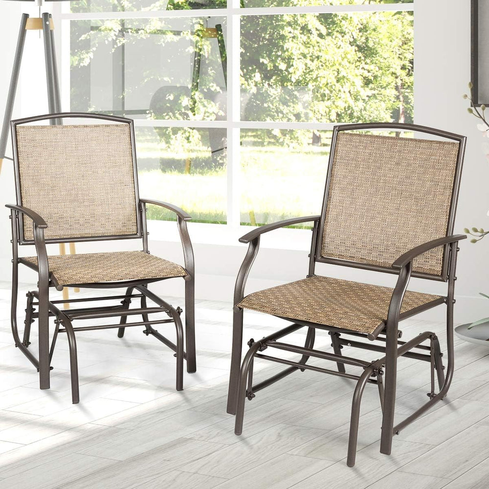 GIANTEX Outdoor Glider Chair W/Sturdy Metal Frame & Breathable Mesh Fabri...