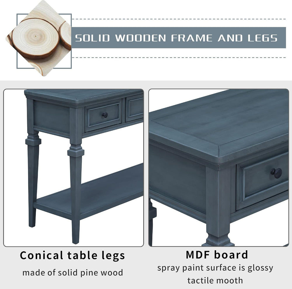Knocbel Retro Entryway Console Table with 3 Storage Drawers and Open Shelf, E...