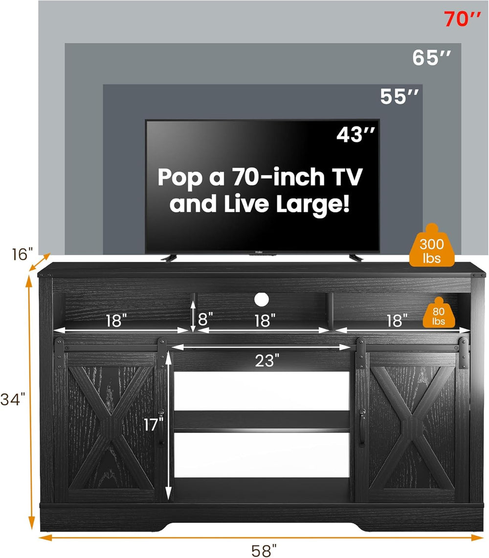 FansaFurn Farmhouse TV Stand for 65+ Inch TV | 34" Entertainment Center ...