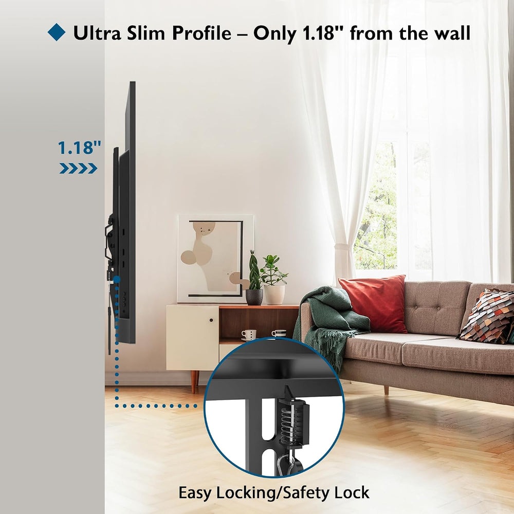 BONTEC TV Wall Mount Tilting for 23-60 inch TVs, Low Profile Design, Max VESA...
