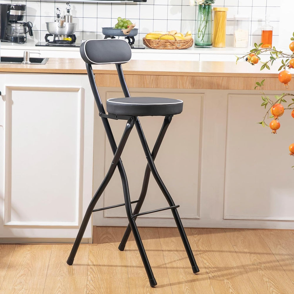 Thyle 1 Pcs 29.5 Inch Folding Bar Stool with Backrest Tall Foldable Stool Cha...