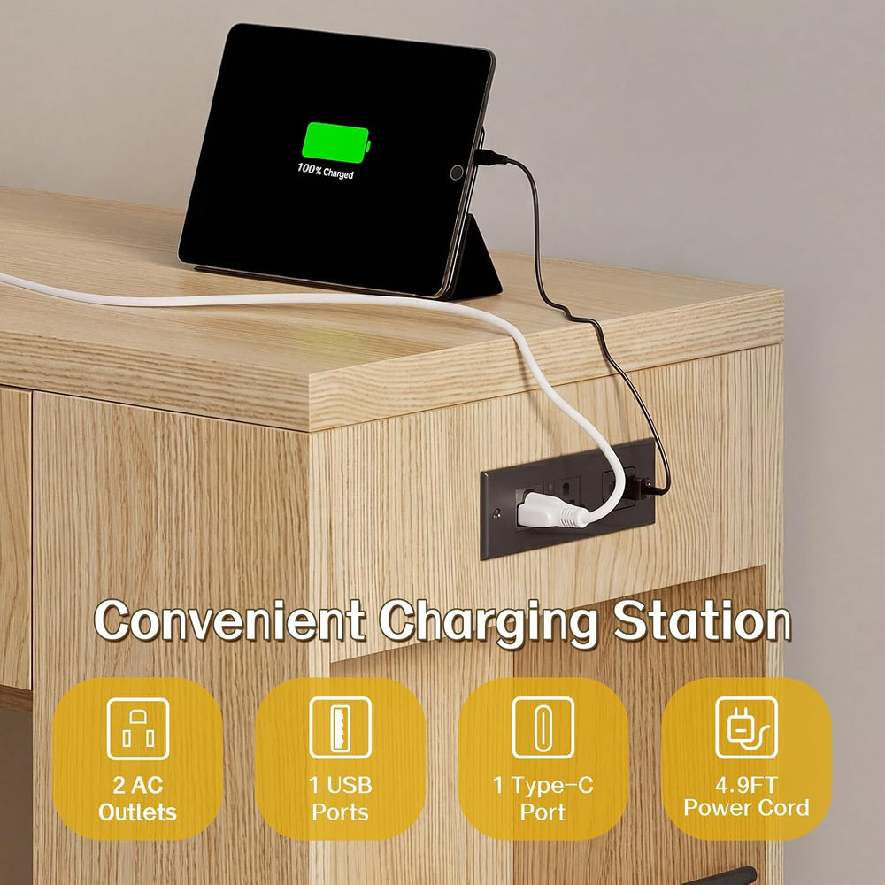 Entryway Table with 3 Drawers & Charging Station, 63" Console Table ...