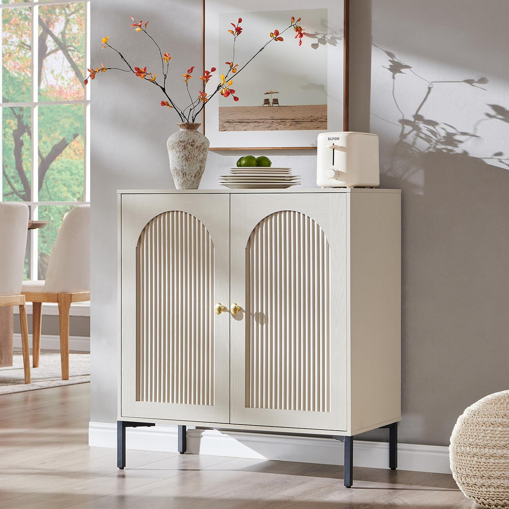IFGET 34" Tall Modern Arched Sideboard Buffet Cabinet with Storage, Cream