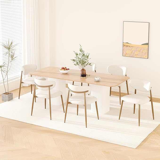 Dining Chairs Set of 6, Upholstered Dining Room Chairs with Metal Legs and An...