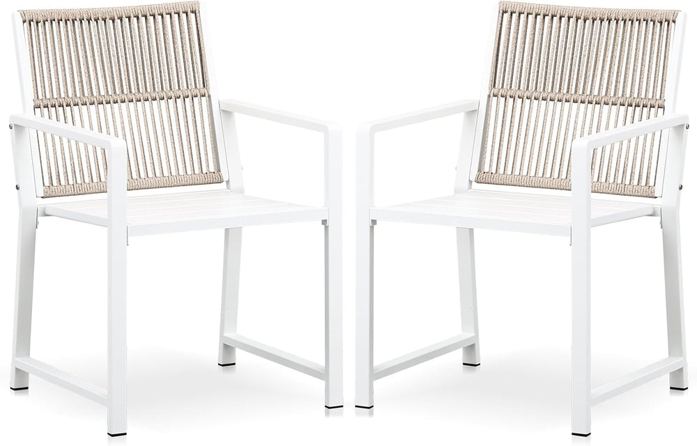 Outdoor HDPE Patio Dining Chairs ,400Lbs,White ,Set of 2