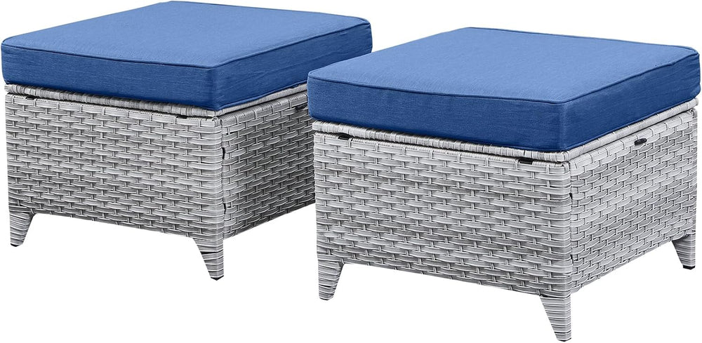 Belord Outdoor Furniture Ottoman Set of 2 Patio Seating Footstool All-Weather...