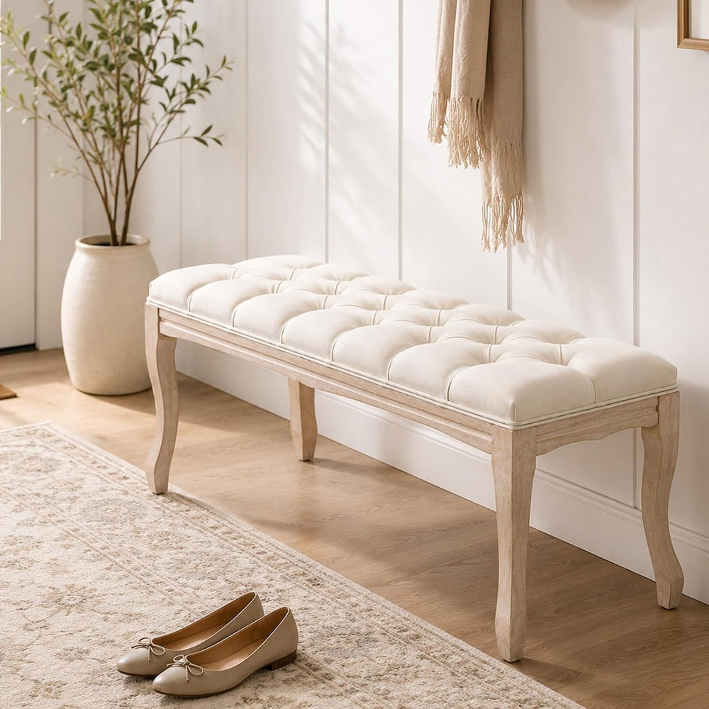 Anwick 43.3" Tufted Upholstered Entryway Bench, End of Bed Bench with Pa...