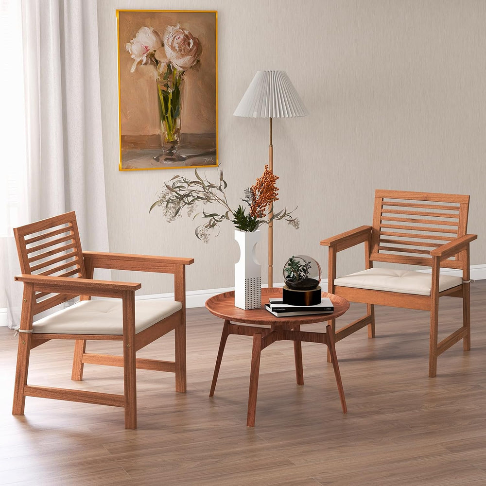 Tangkula Outdoor Dining Chairs Set of 2, Heavy Duty Slatted Wood Patio Chairs...
